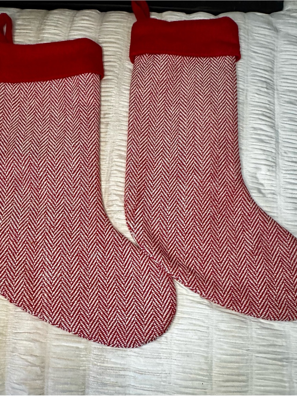 Source Unknown Red Herringbone Holiday Stockings
